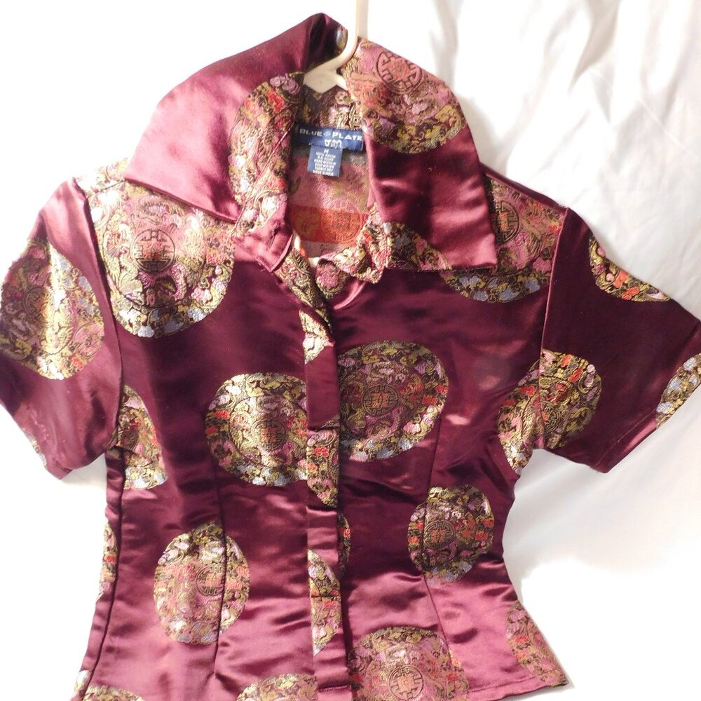 Blue Plate Asian Style Embroidered Style Blouse